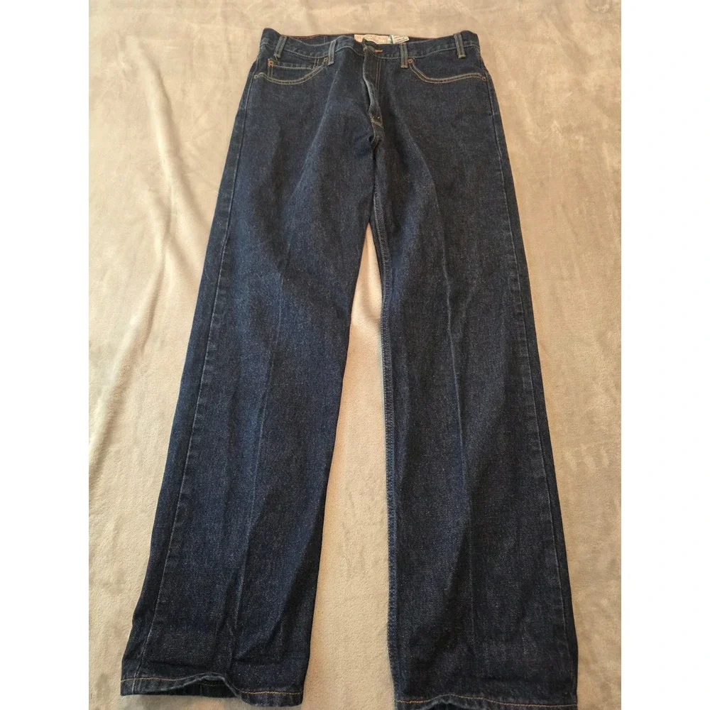 Levi Strauss Signature Jeans Mens 36x32 Blue Regular Fit Dark Wash Denim